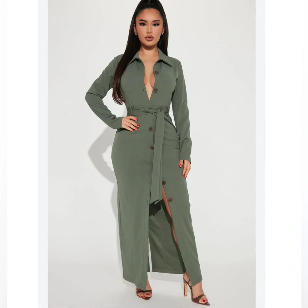 Fashion Nova Alyana Maxi Dress Green XL - Picture 7 of 7